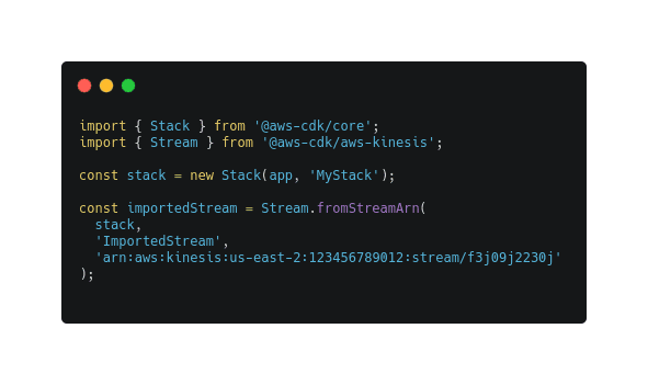 Example of import Kinesis stream in TypeScript